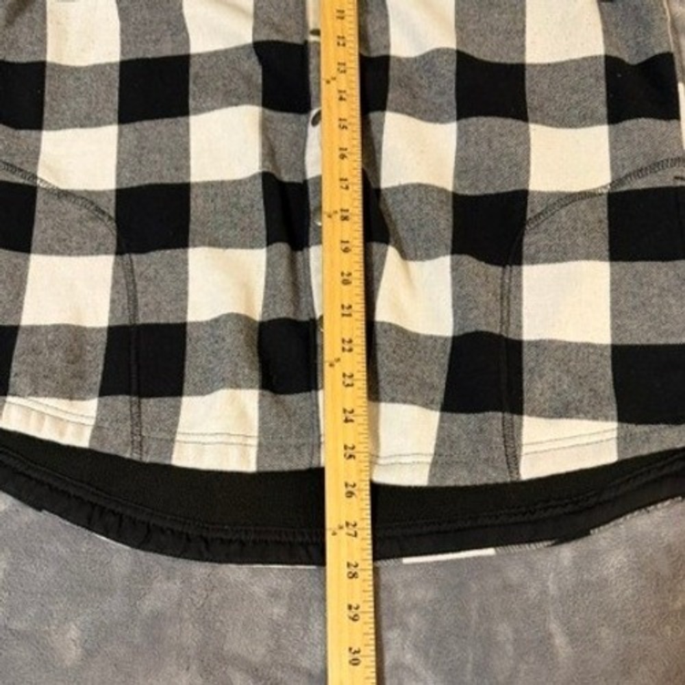 Orvis Buffalo Plaid Fleece Lined Snap Front Shirt Jacket Womens XL Black White - Picture 7 of 8